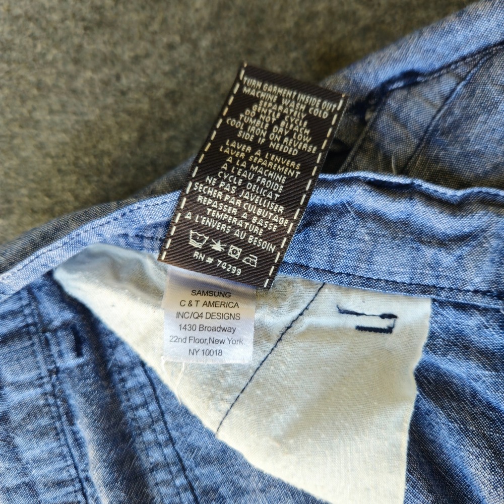 7 For All Mankind Boys Blue Cotton Chambray Shorts Size 16 Light Wash Skater - Picture 5 of 9